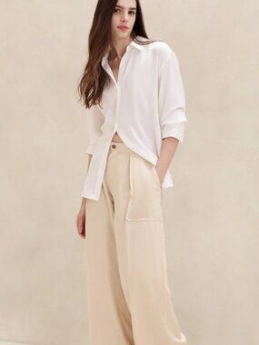 NWOT Banana Republic Cream Wide Leg Pants Size L